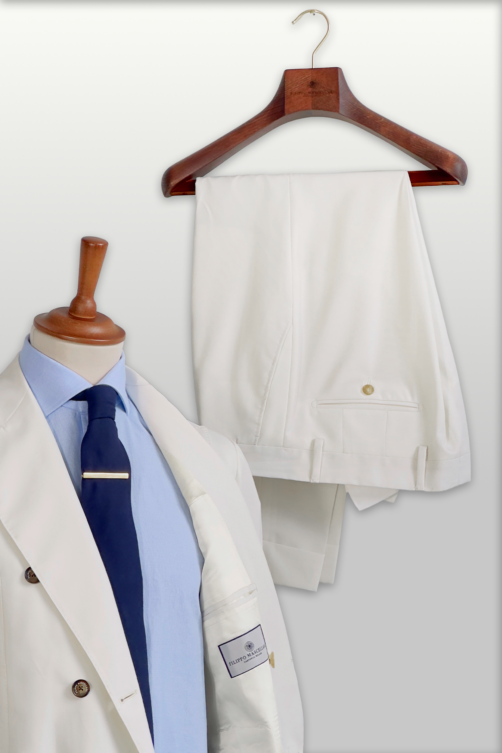 ABITO DOPPIOPETTO AVORIO IN COTONE E SETA