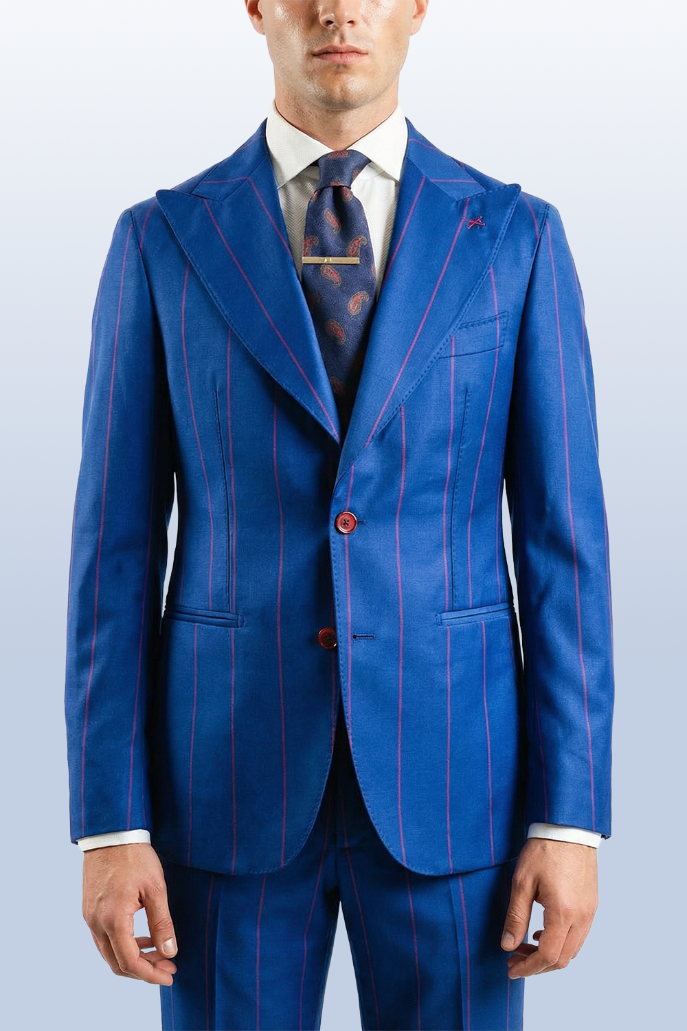 ABITO MONOPETTO A RIGHE BLU E BORDEAUX