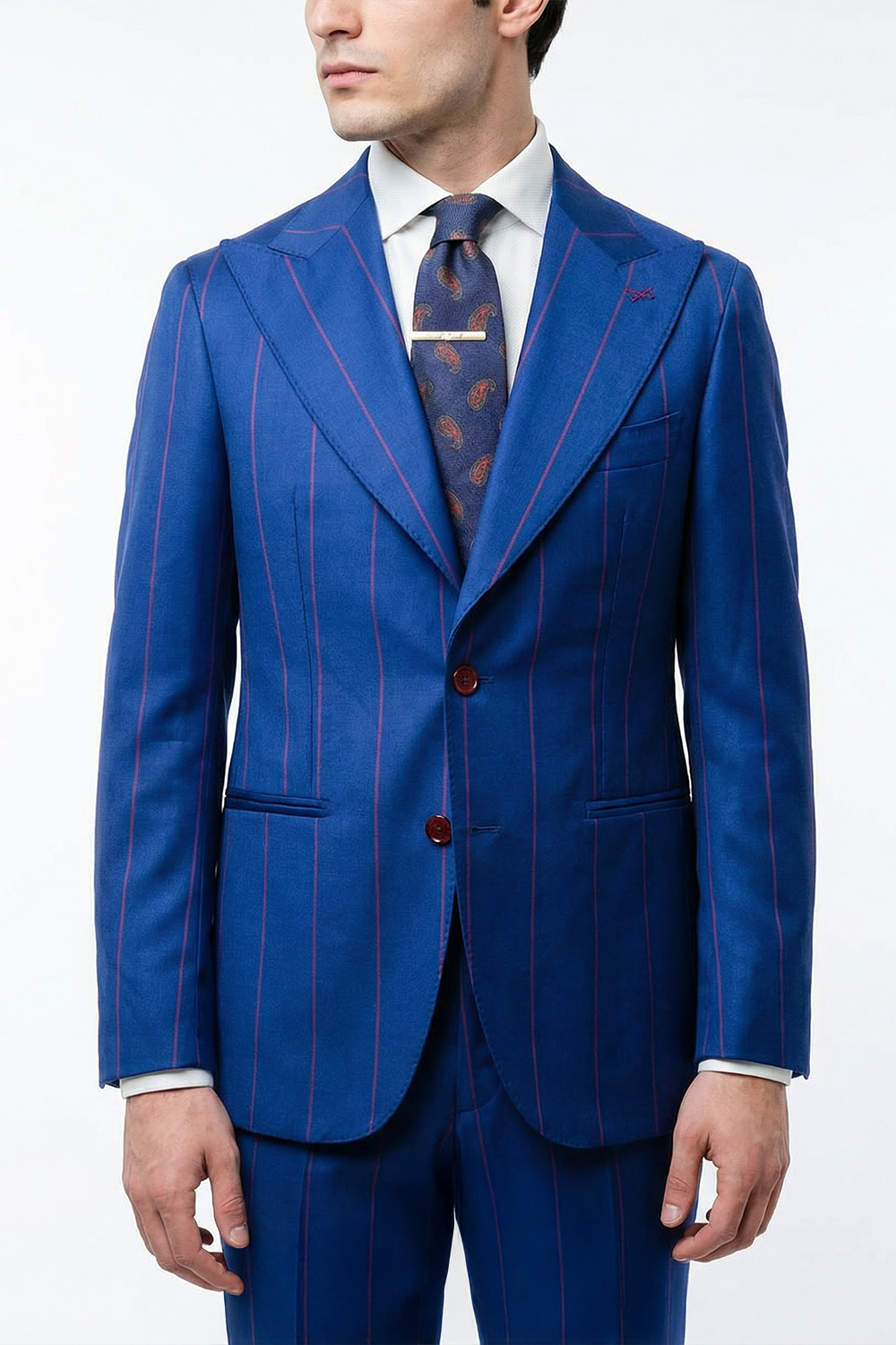 ABITO MONOPETTO A RIGHE BLU E BORDEAUX