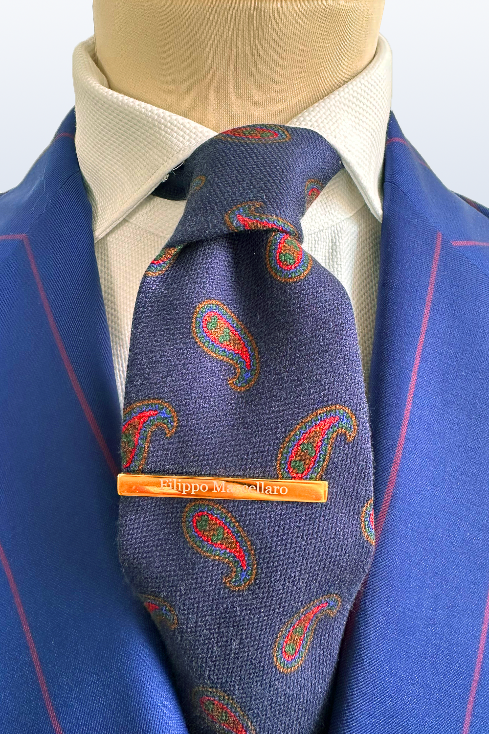 ABITO MONOPETTO A RIGHE BLU E BORDEAUX