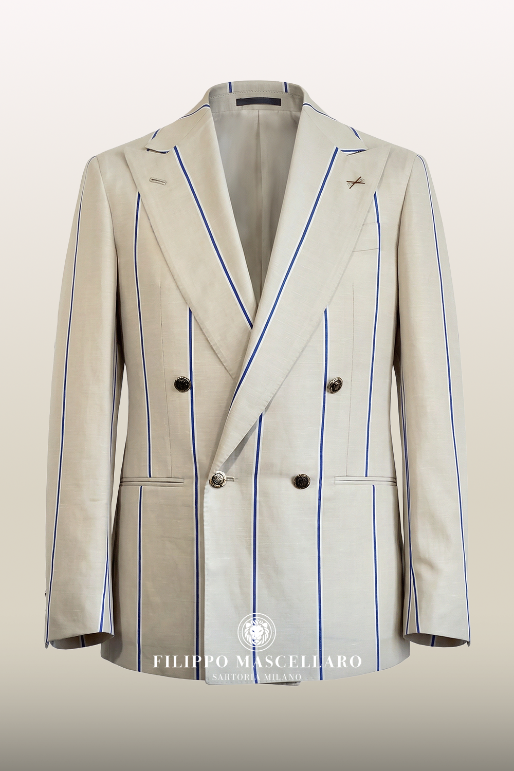 ABITO DOPPIOPETTO SETA E LINO CON BOTTONI ESCLUSIVI