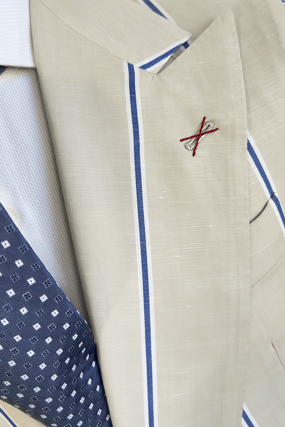 ABITO DOPPIOPETTO SETA E LINO CON BOTTONI ESCLUSIVI