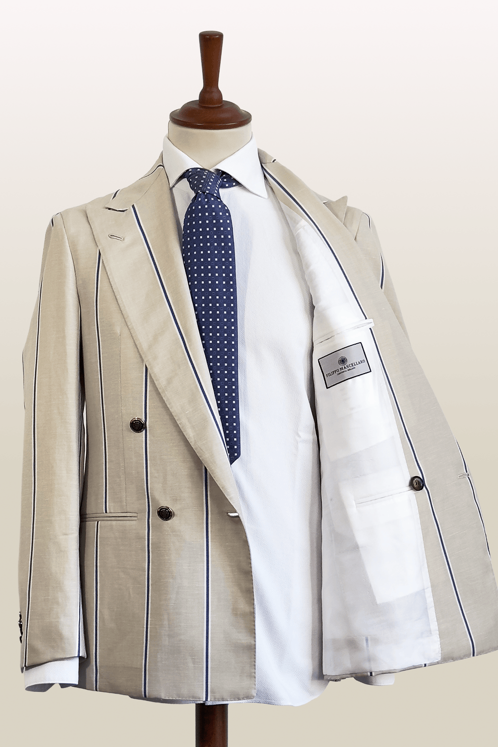 ABITO DOPPIOPETTO SETA E LINO CON BOTTONI ESCLUSIVI