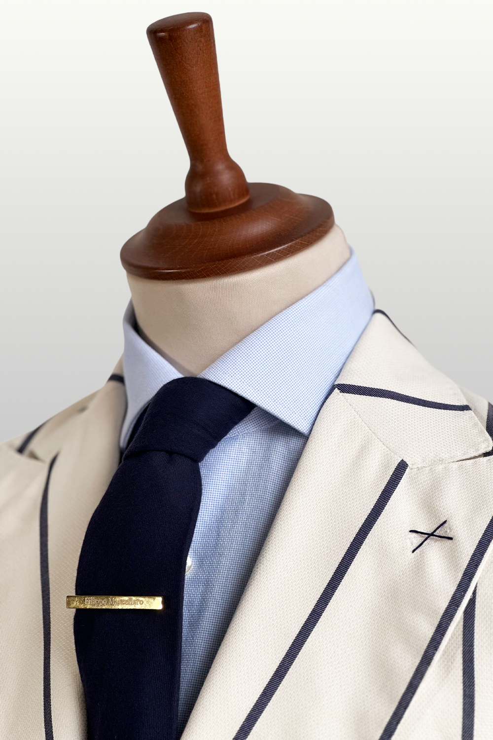 ABITO ESTIVO MONOPETTO RIGATO BIANCO CREMA E BLU