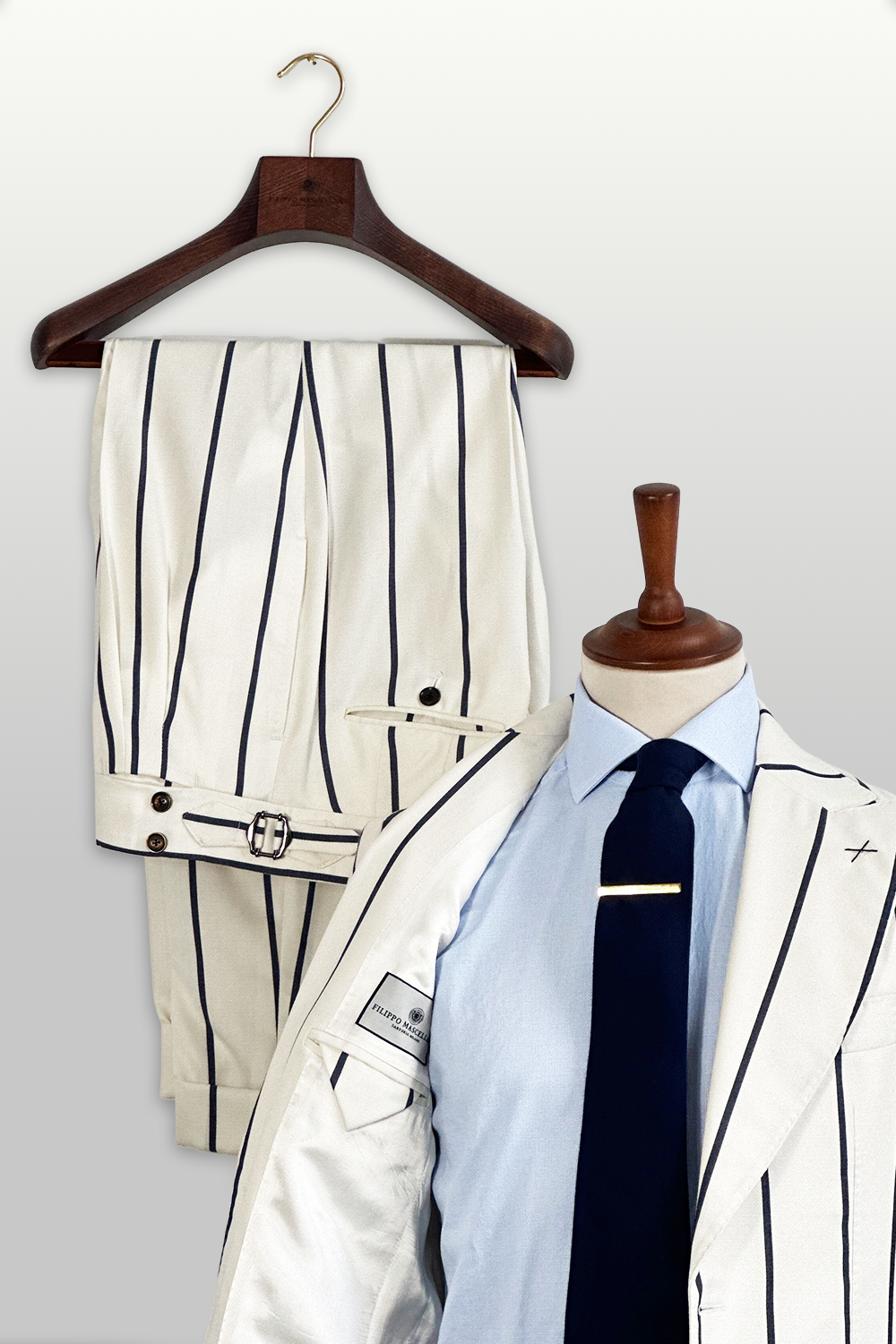 ABITO ESTIVO MONOPETTO RIGATO BIANCO CREMA E BLU