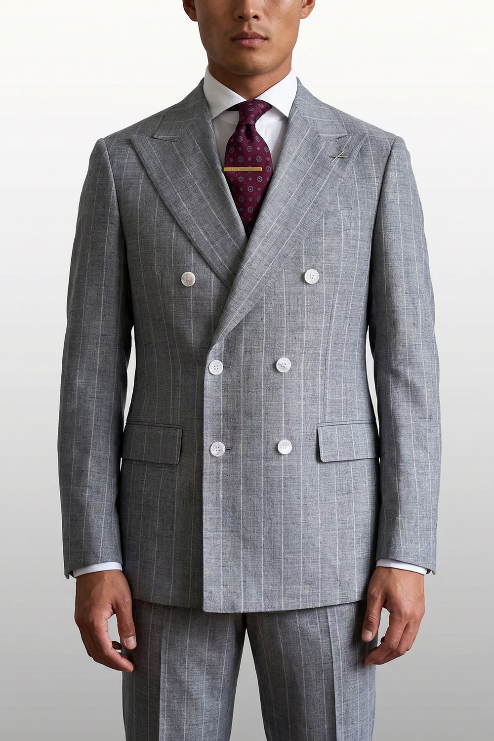ABITO ESTIVO DOPPIOPETTO GESSATO GRIGIO CHIARO