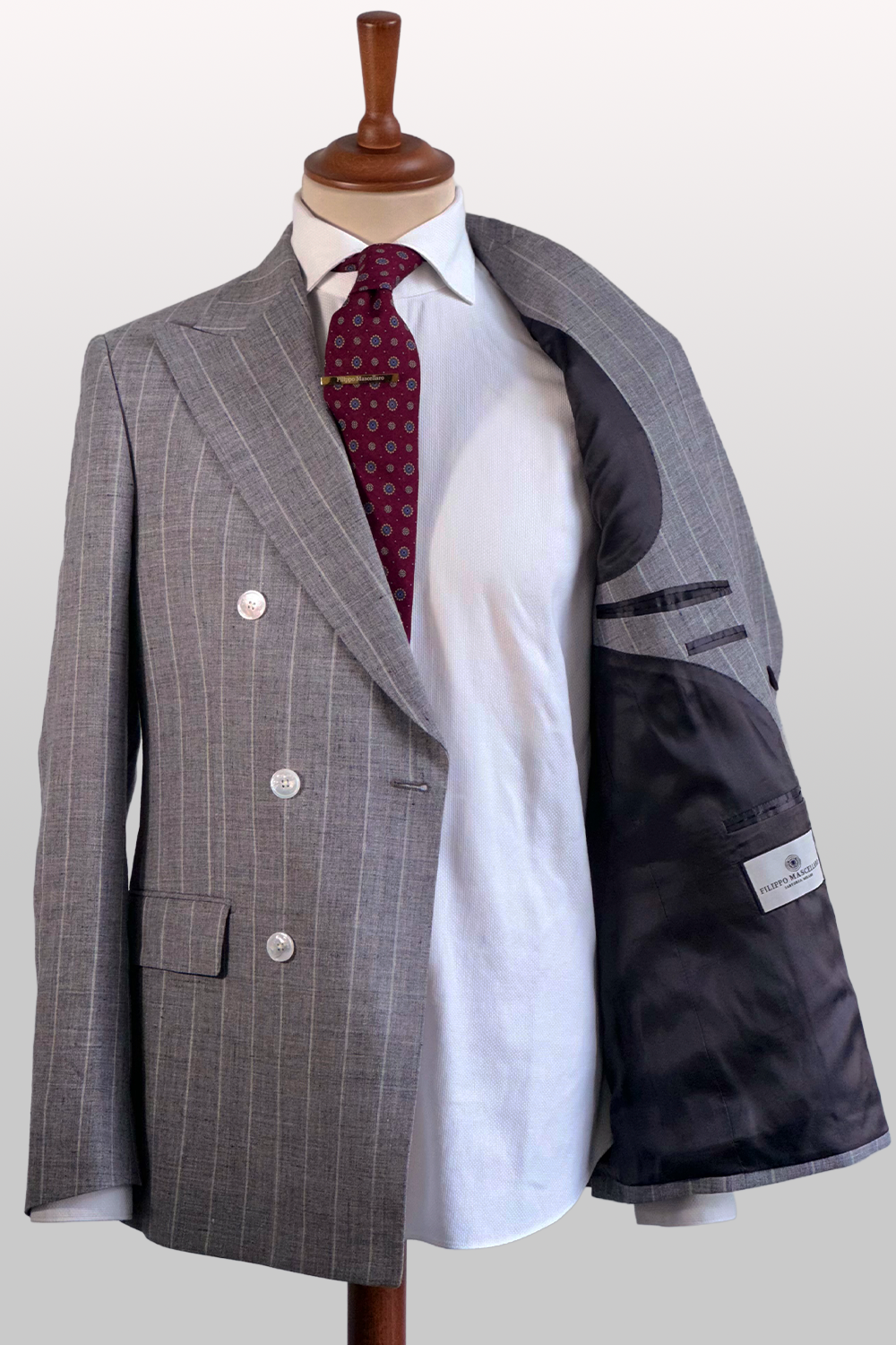 ABITO ESTIVO DOPPIOPETTO GESSATO GRIGIO CHIARO