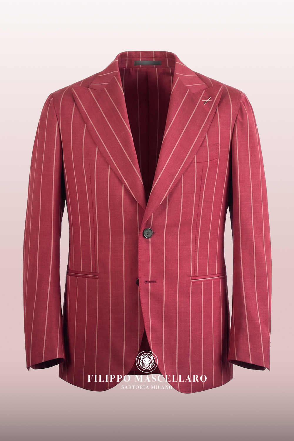 ABITO MONOPETTO RUBINO A RIGHE