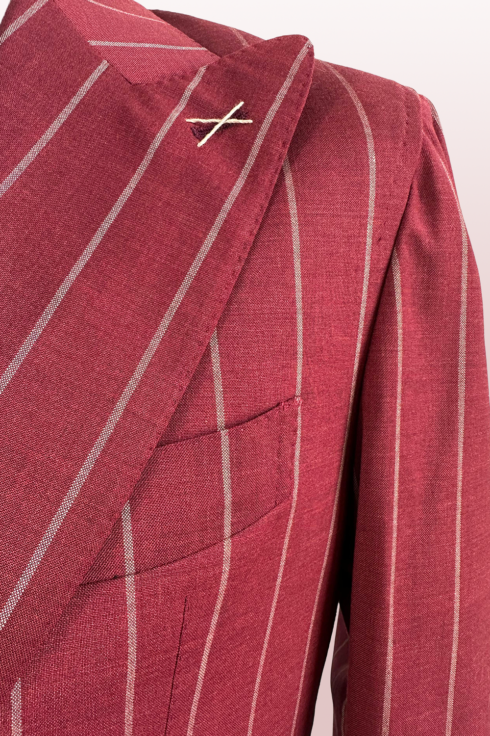 ABITO MONOPETTO RUBINO A RIGHE