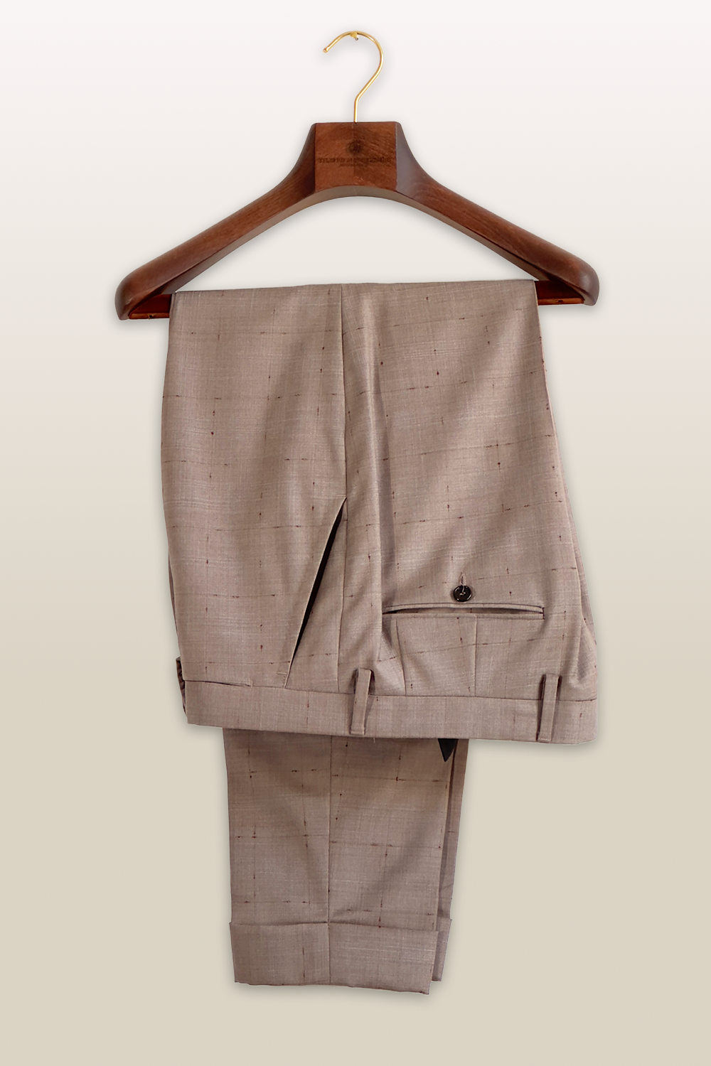 ABITO DOPPIOPETTO FANTASIA SABBIA CON INSERTI BORDEAUX