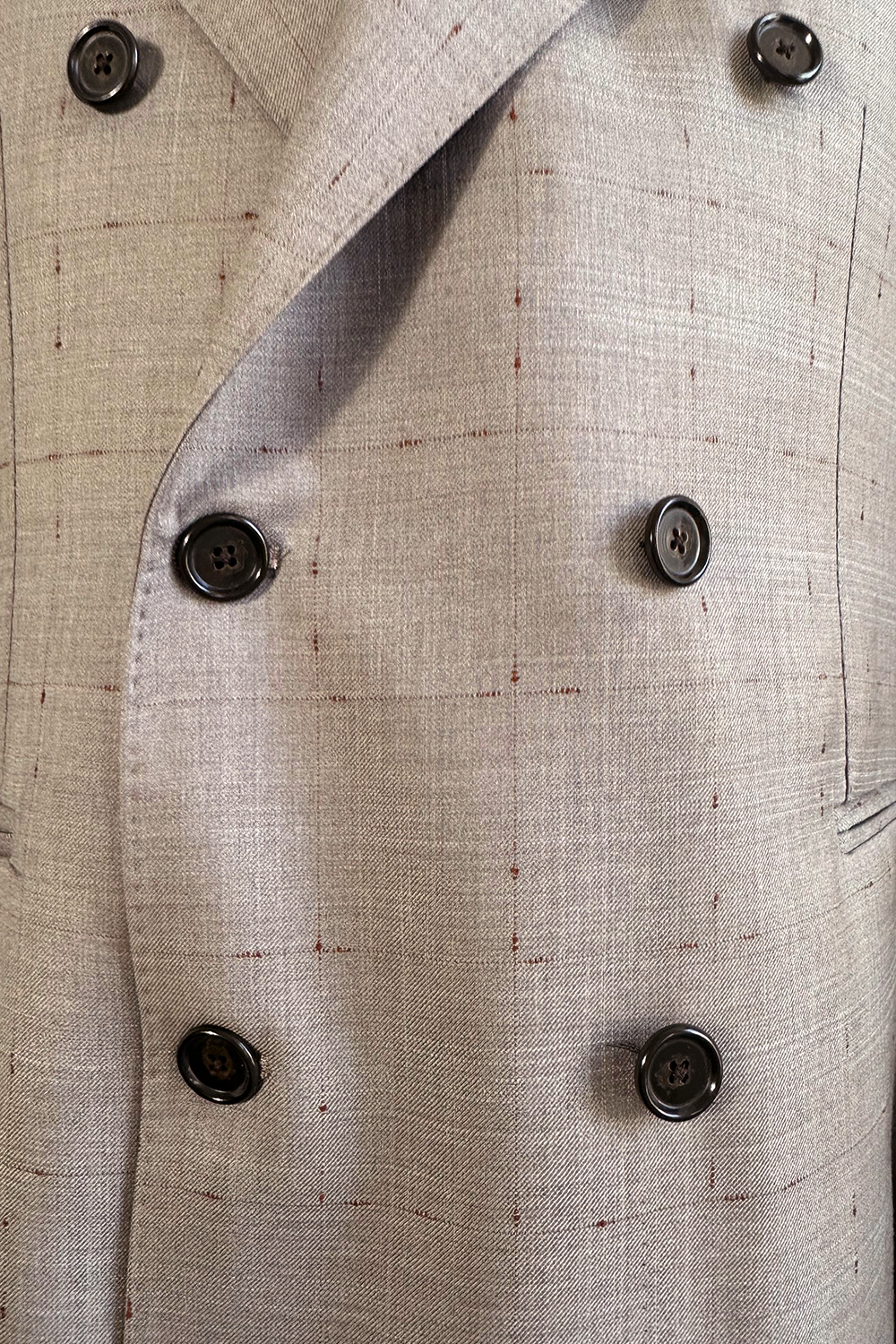 ABITO DOPPIOPETTO FANTASIA SABBIA CON INSERTI BORDEAUX