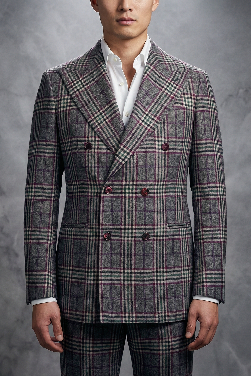 ABITO DOPPIOPETTO PRINCIPE DI GALLES BORDEAUX E GRIGIO