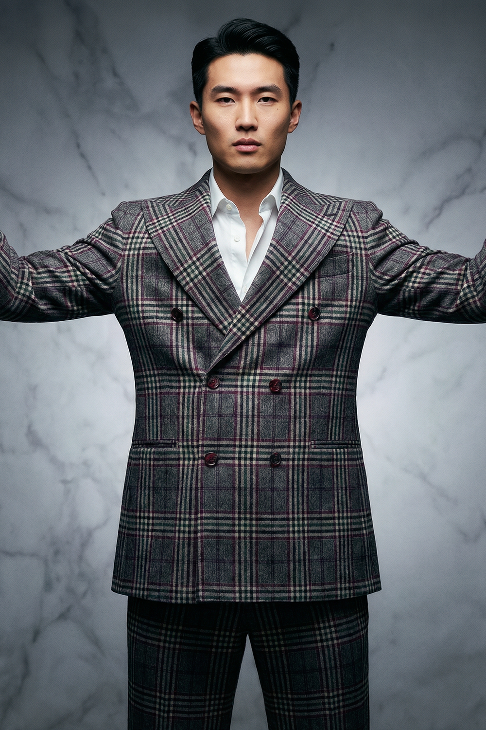 ABITO DOPPIOPETTO PRINCIPE DI GALLES BORDEAUX E GRIGIO