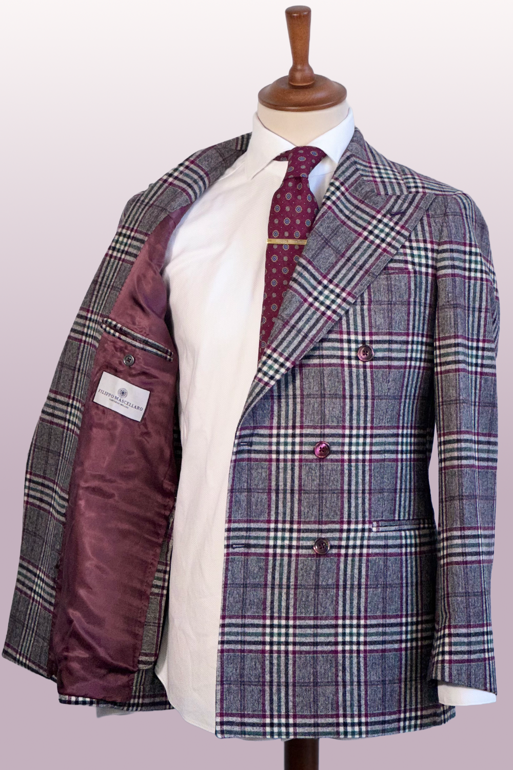 ABITO DOPPIOPETTO PRINCIPE DI GALLES BORDEAUX E GRIGIO