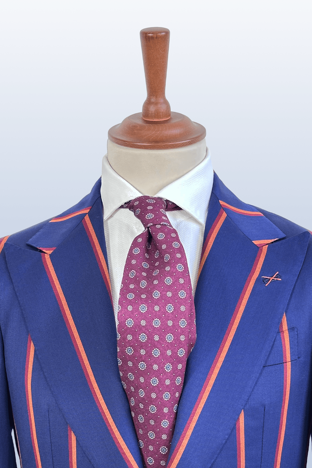 ABITO MONOPETTO A RIGHE BLU E RUGGINE