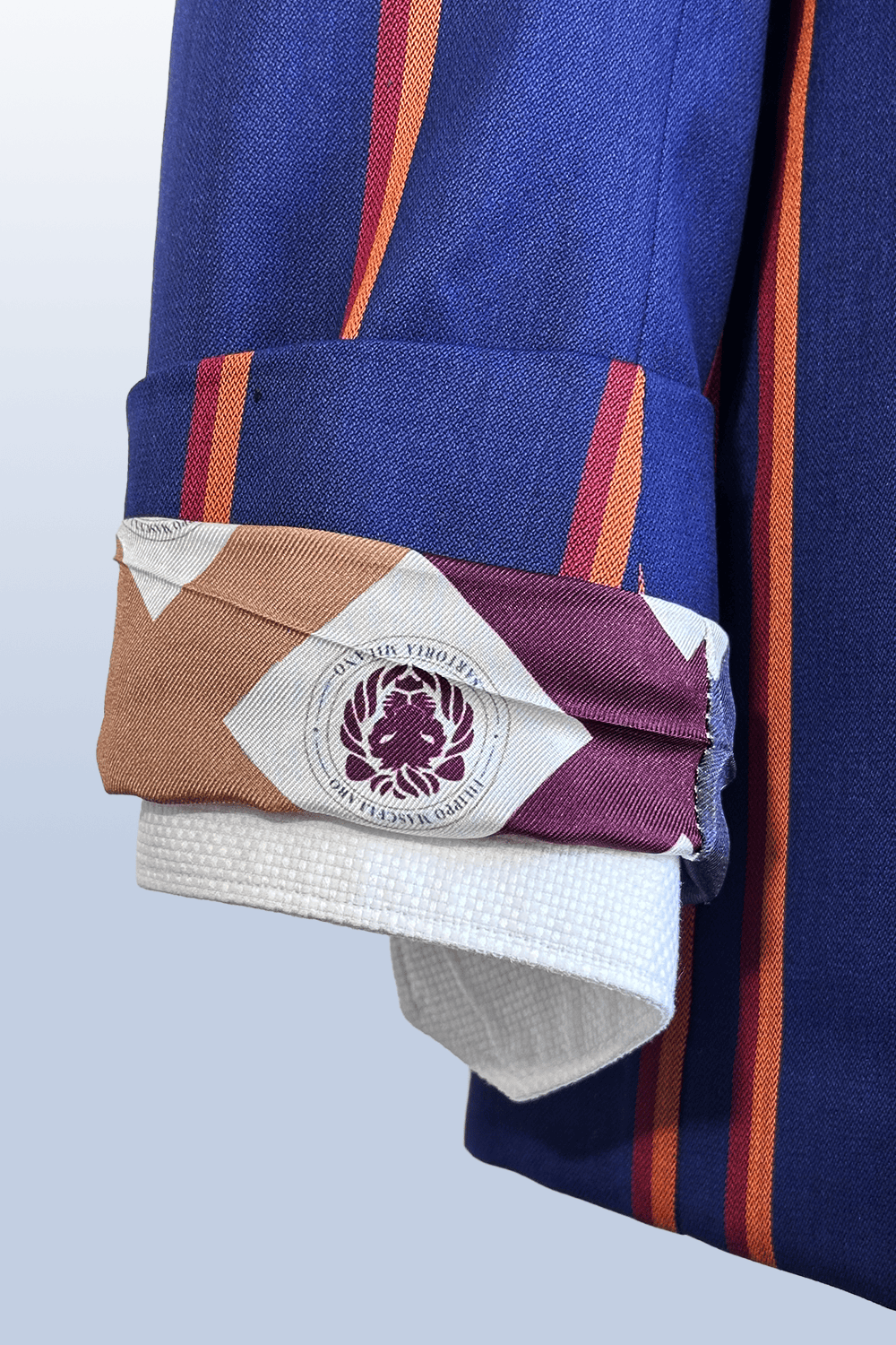 ABITO MONOPETTO A RIGHE BLU E RUGGINE