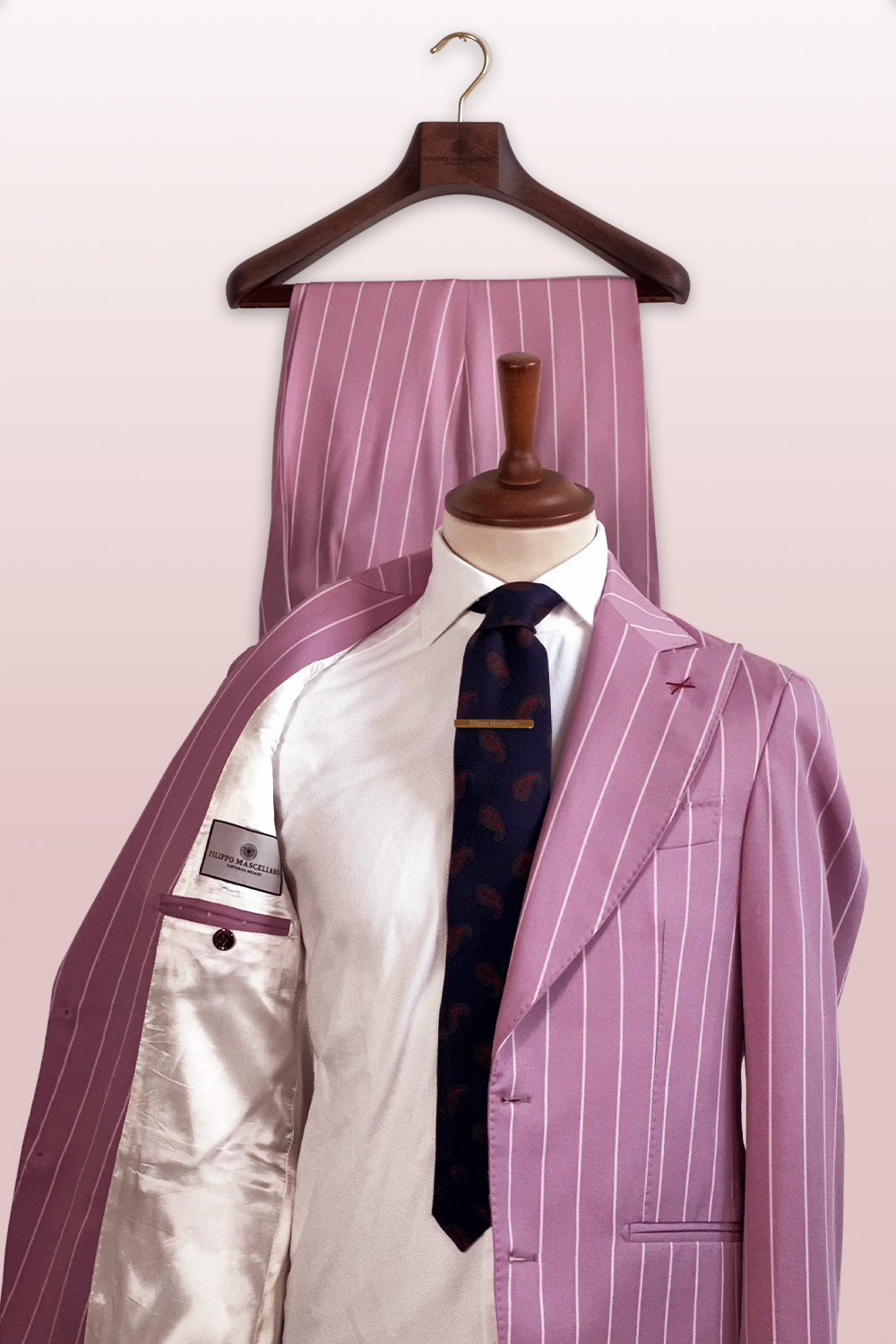 ABITO MONOPETTO ROSA GESSATO