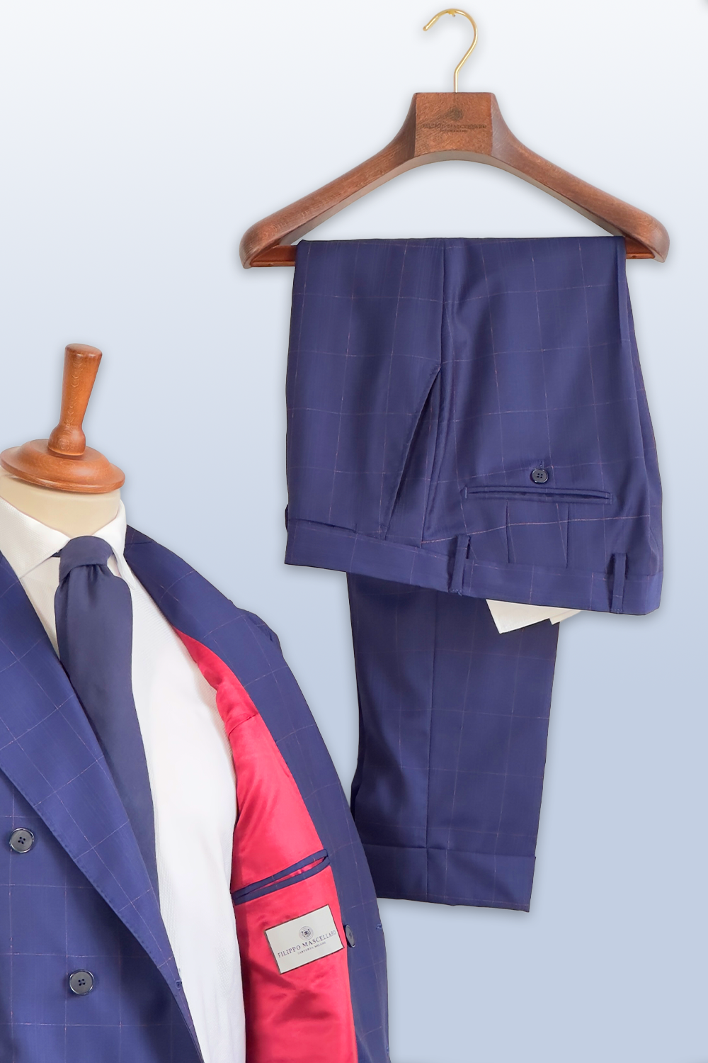 ABITO DOPPIOPETTO FANTASIA BLU QUADRETTATA