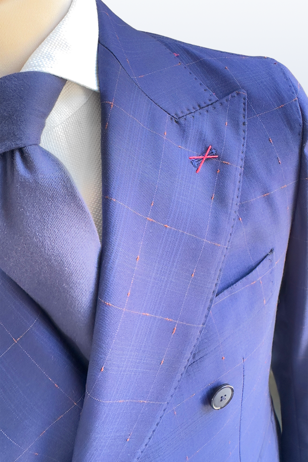 ABITO DOPPIOPETTO FANTASIA BLU QUADRETTATA