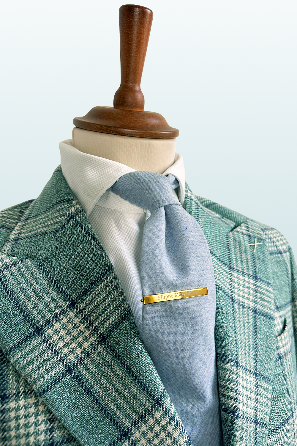 ABITO ESTIVO MONOPETTO A QUADRI VERDE ACQUA