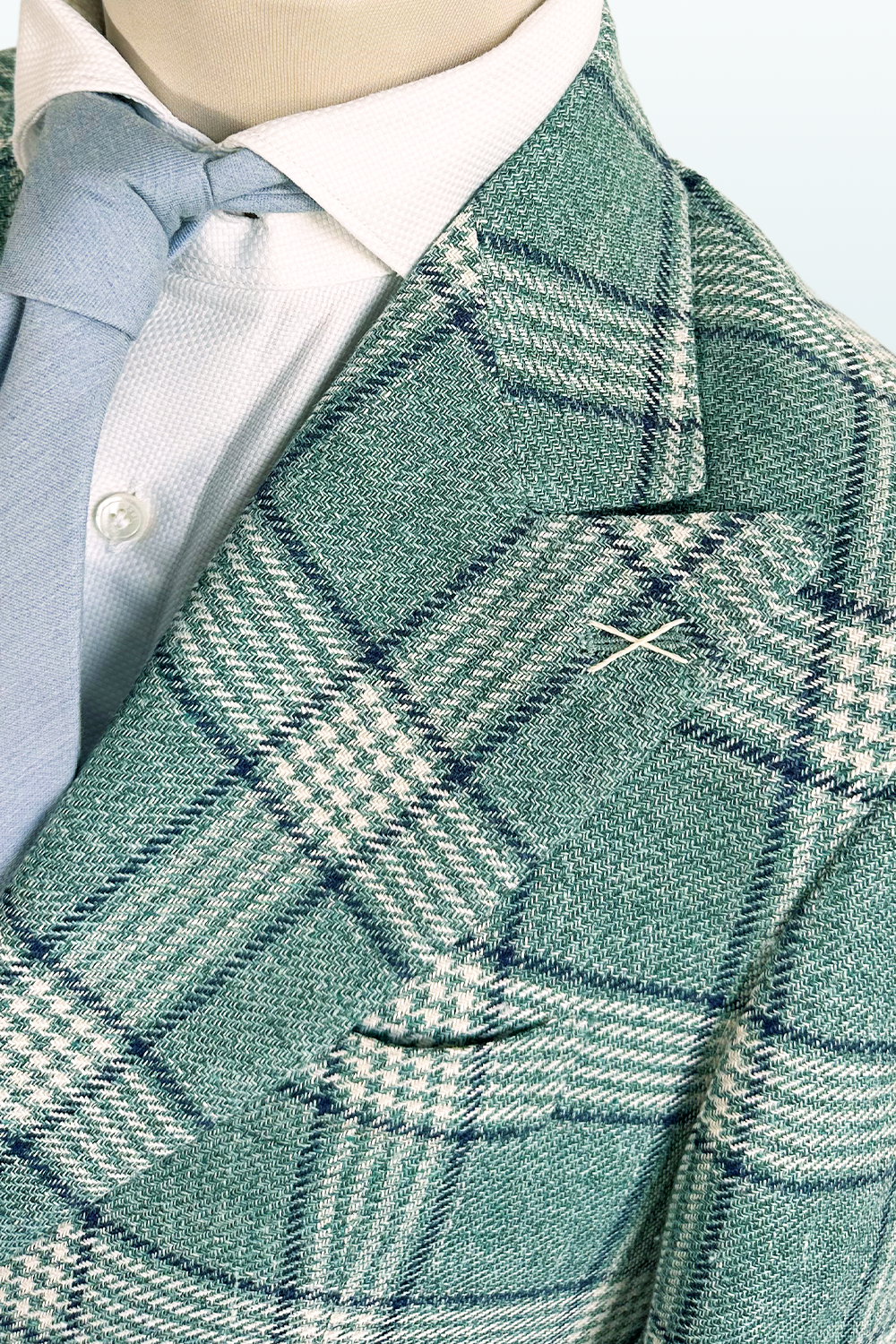 ABITO ESTIVO MONOPETTO A QUADRI VERDE ACQUA