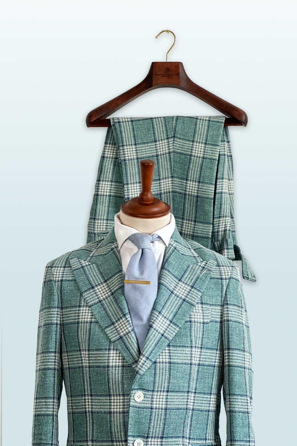 ABITO ESTIVO MONOPETTO A QUADRI VERDE ACQUA