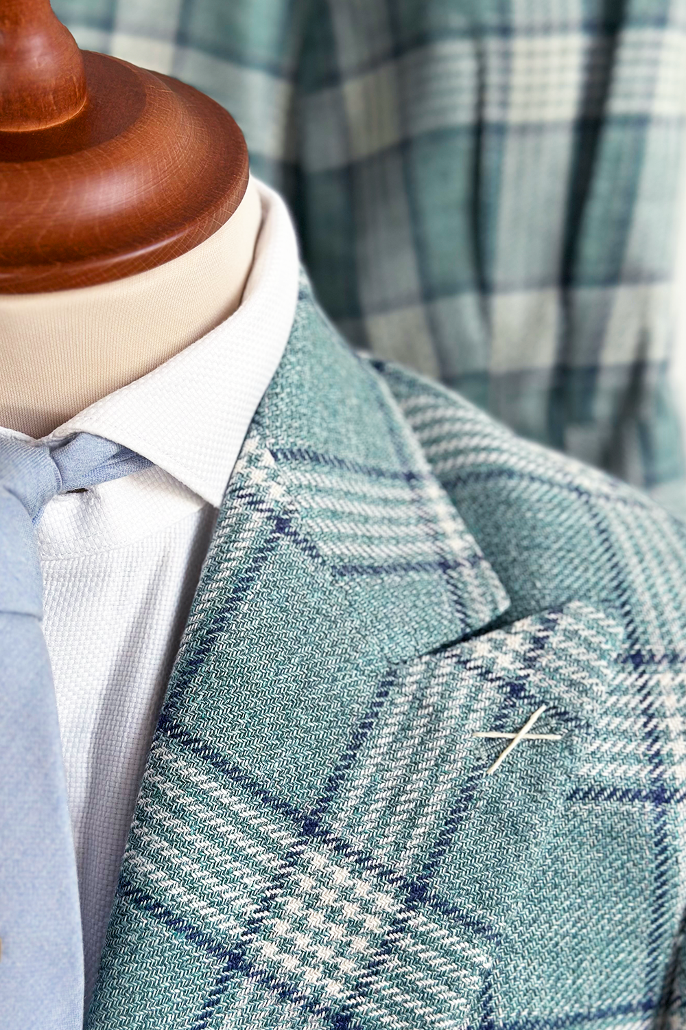 ABITO ESTIVO MONOPETTO A QUADRI VERDE ACQUA