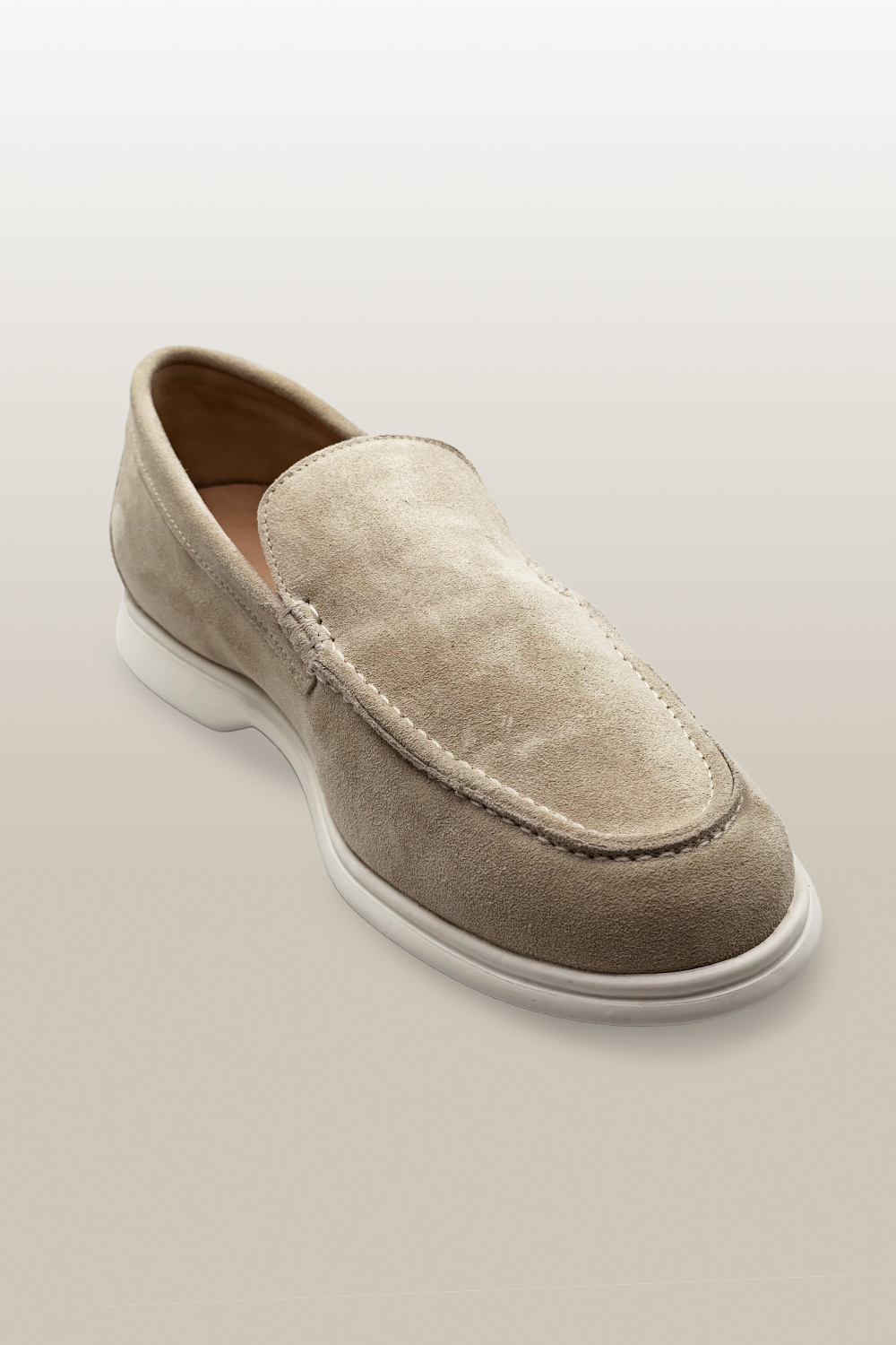 MOCASSINO IN CAMOSCIO GRIGIO SABBIA