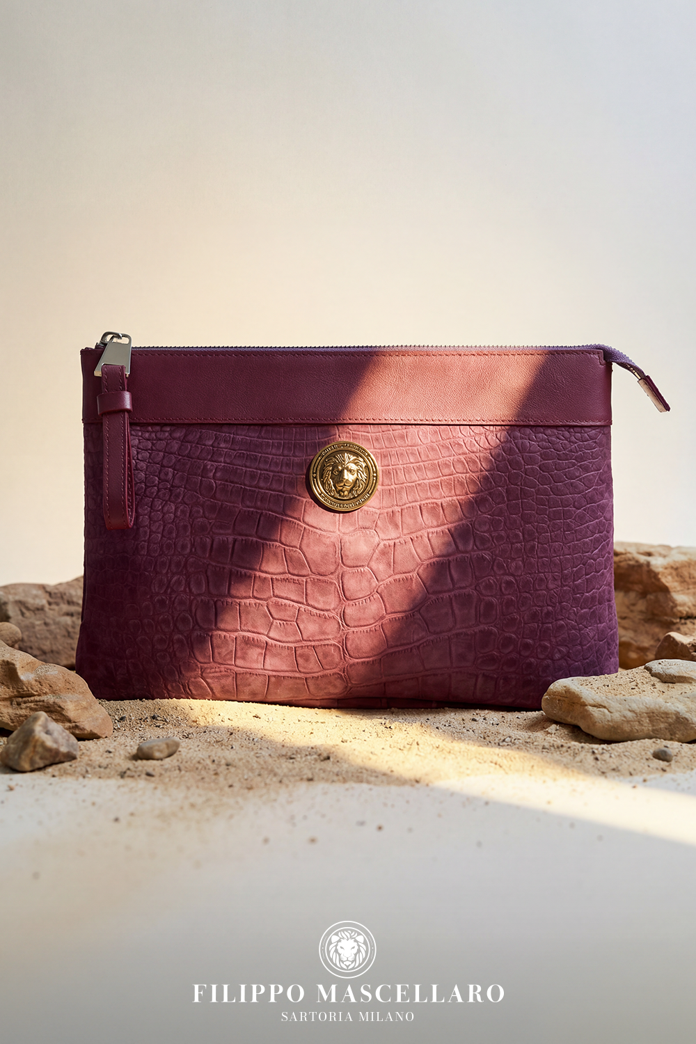 POCHETTE IN COCCODRILLO - FUCSIA