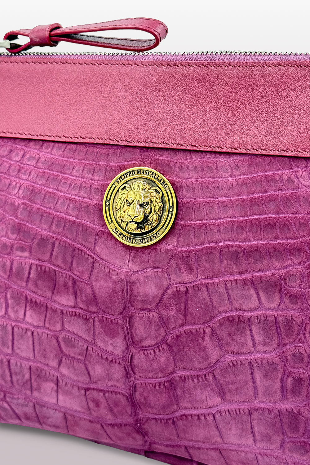 POCHETTE IN COCCODRILLO - FUCSIA