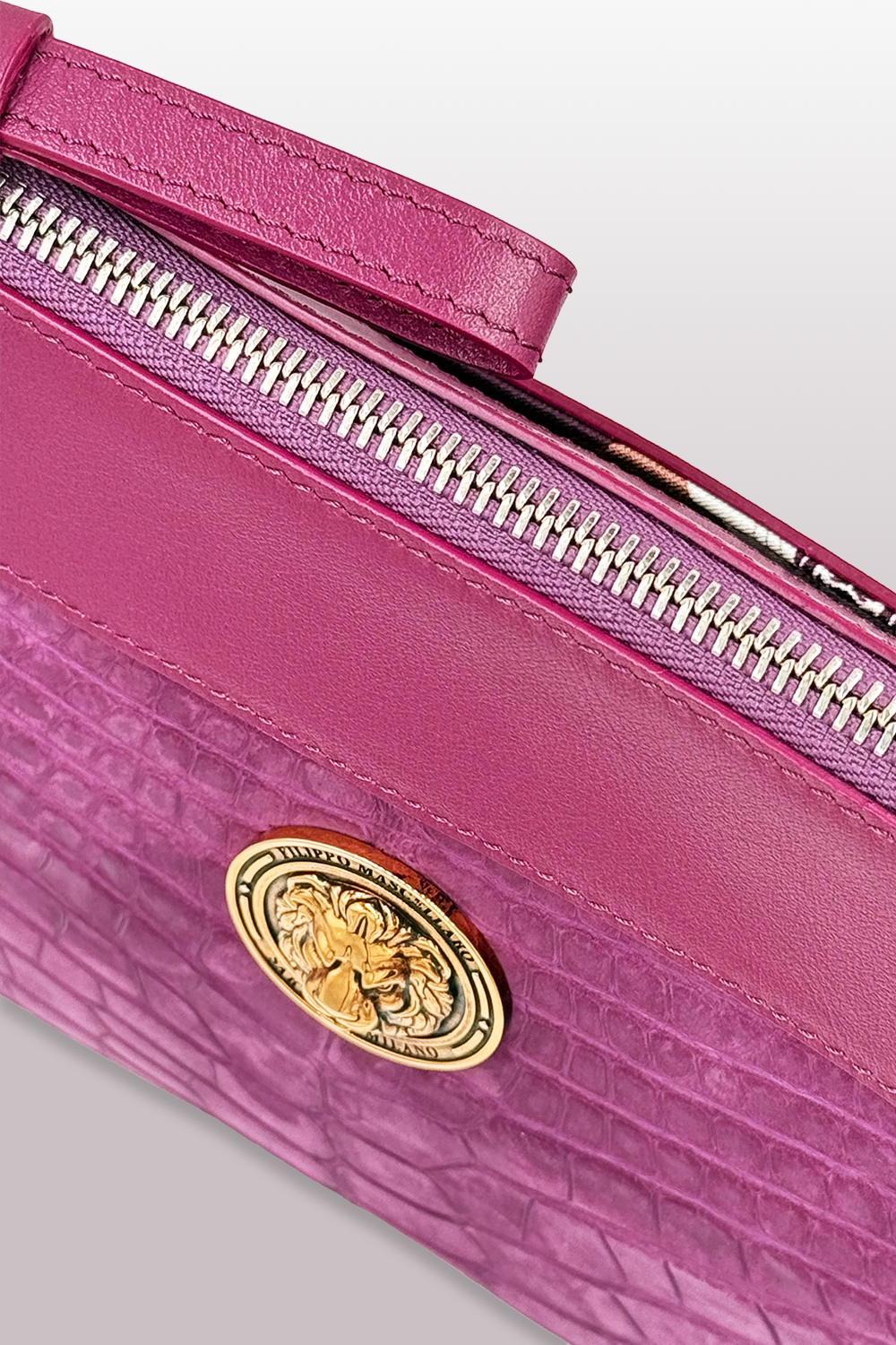 POCHETTE IN COCCODRILLO - FUCSIA