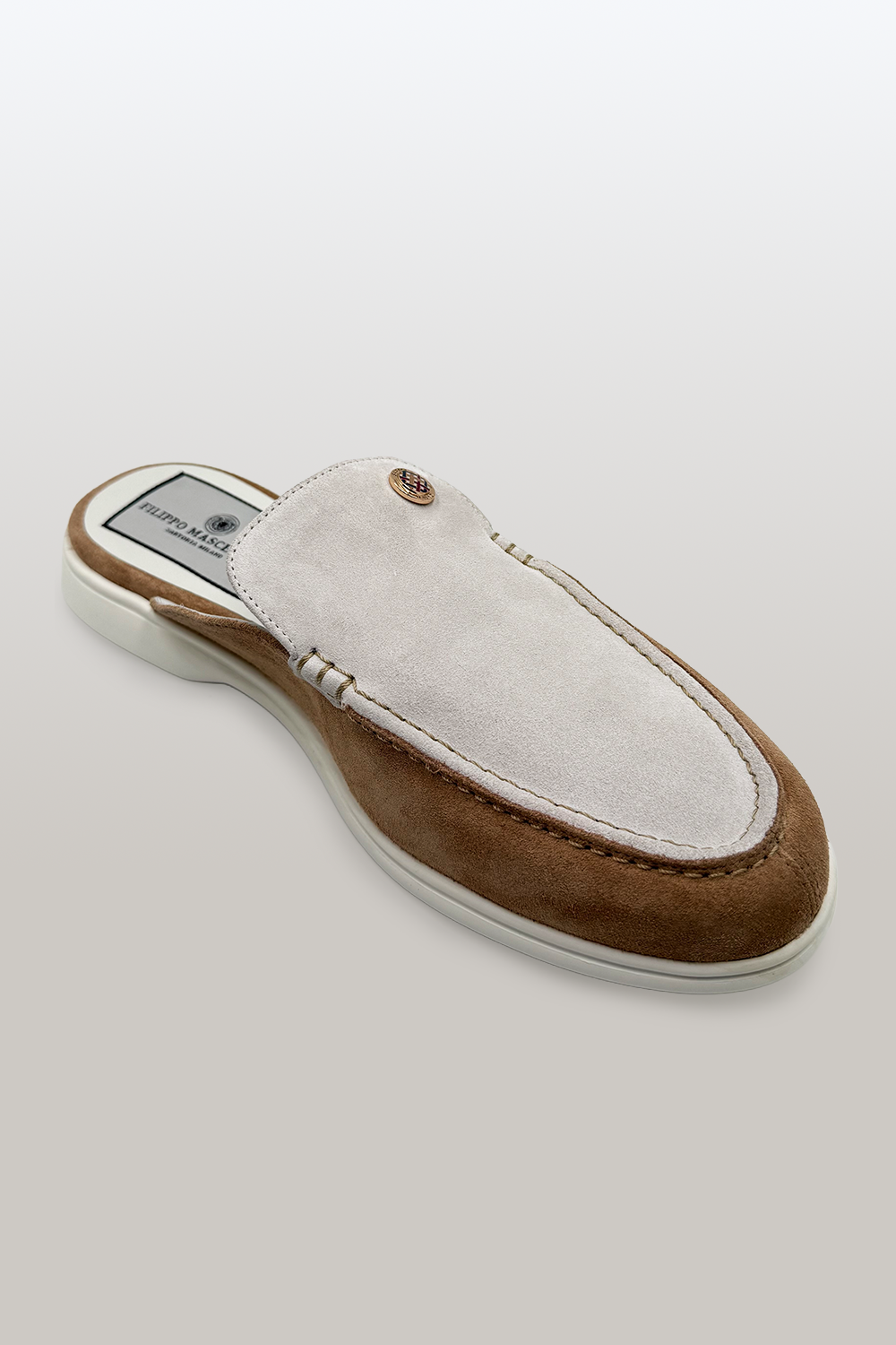 SABOT IN CAMOSCIO PANNA & CUOIO CHIARO