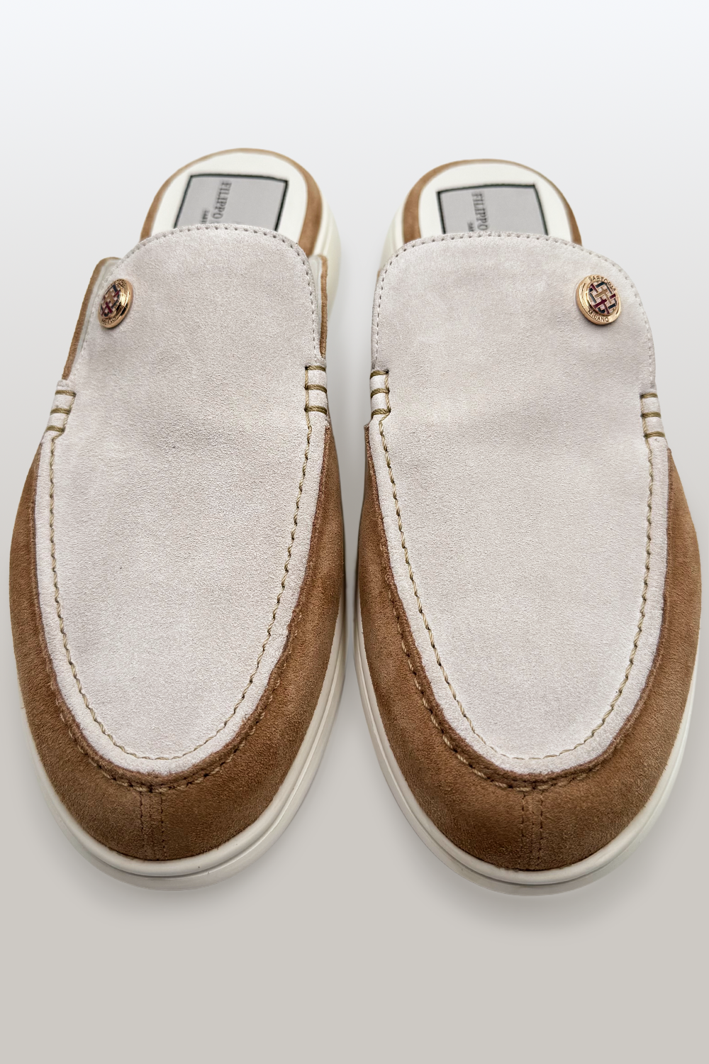 SABOT IN CAMOSCIO PANNA & CUOIO CHIARO