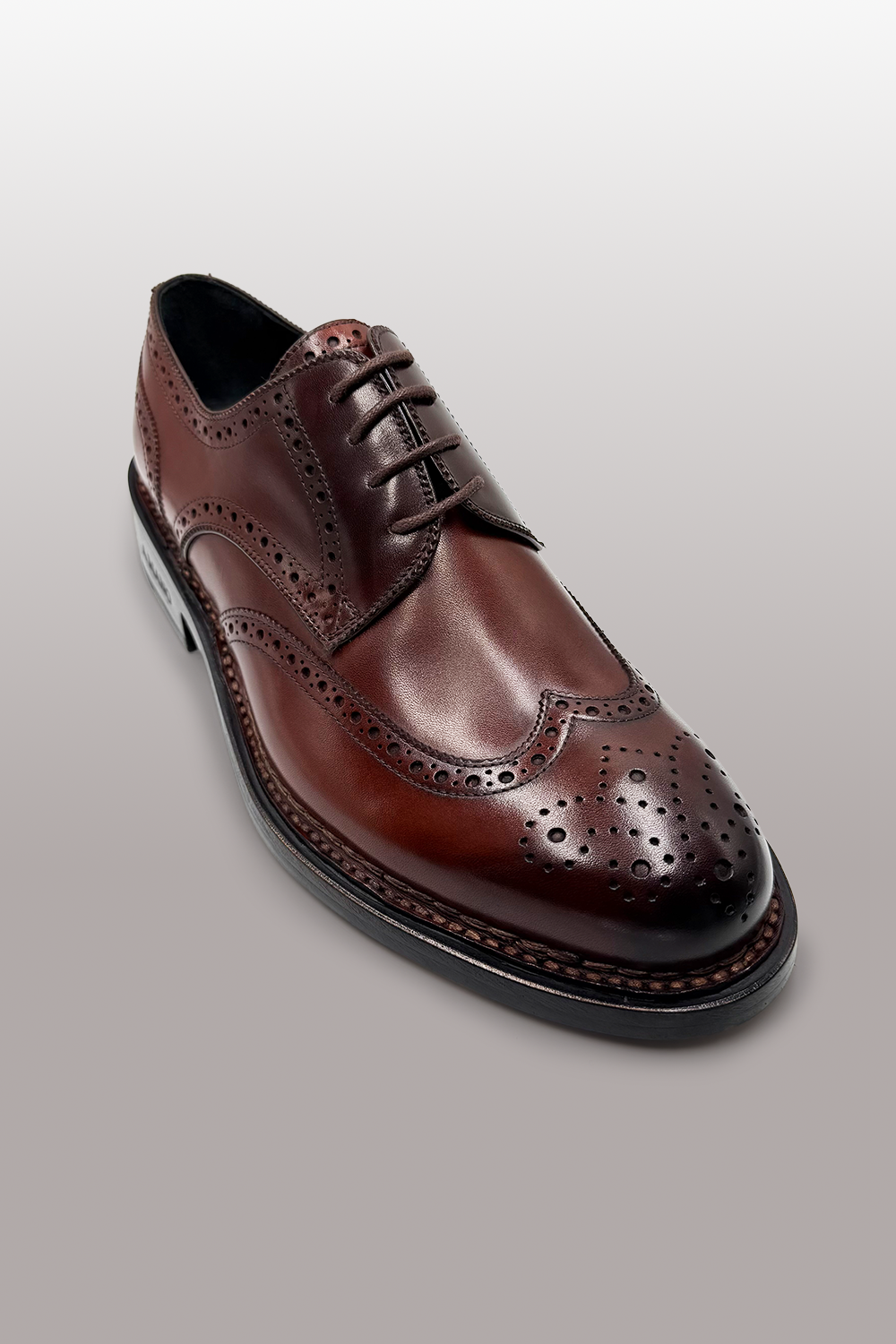 SCARPA DERBY BROGUE IN PREGIATA PELLE SHELL CORDOVAN