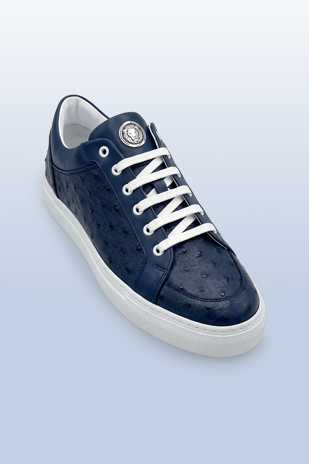 Ostrich-Leather Sneakers – Midnight Blue