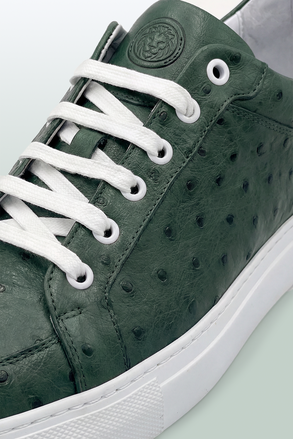 Ostrich-Leather Sneakers – Forest Green