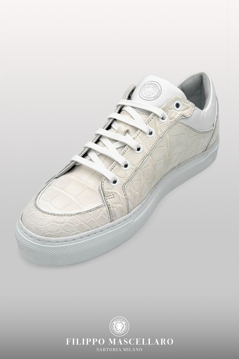 SNEAKERS IN COCCODRILLO - BIANCO