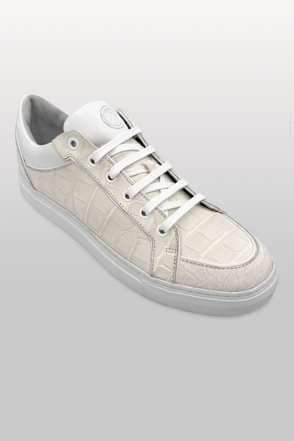 SNEAKERS IN COCCODRILLO - BIANCO