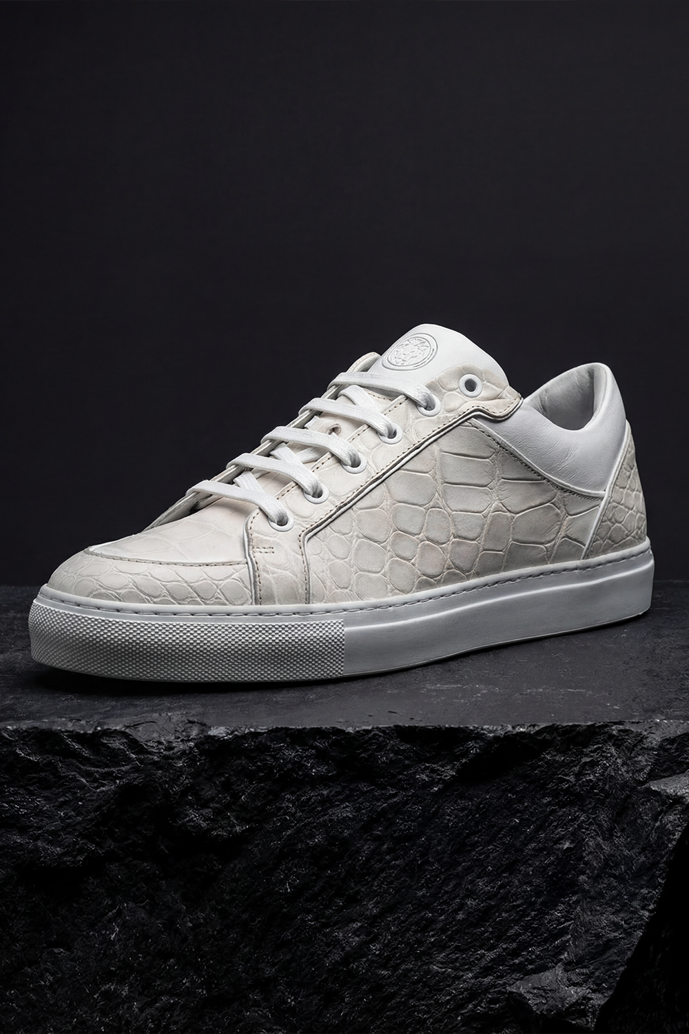 SNEAKERS IN COCCODRILLO - BIANCO