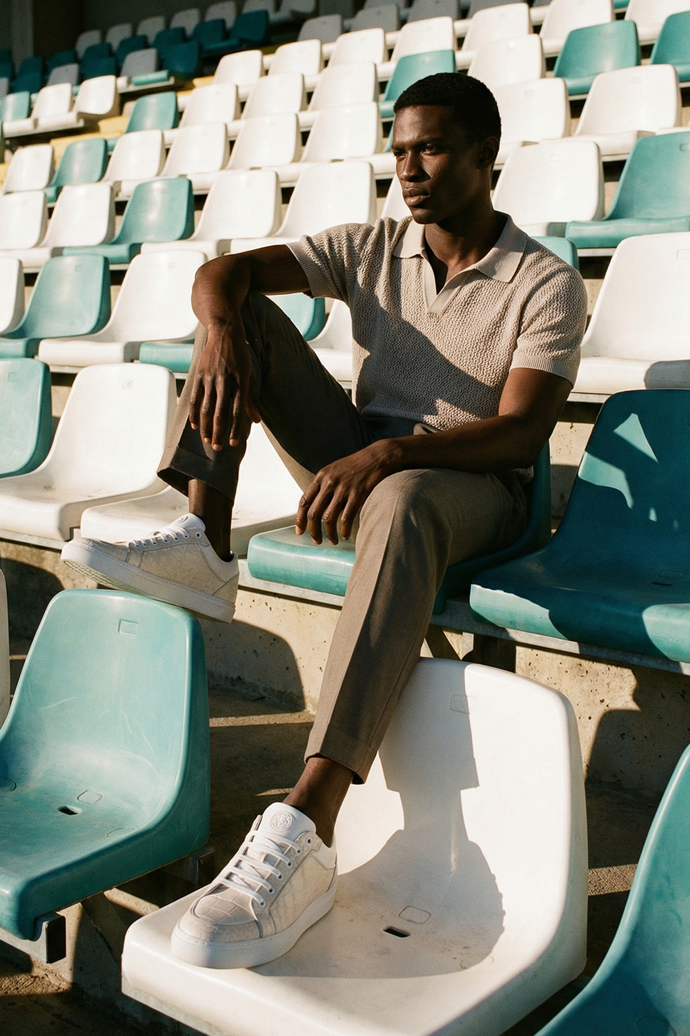 SNEAKERS IN COCCODRILLO - BIANCO