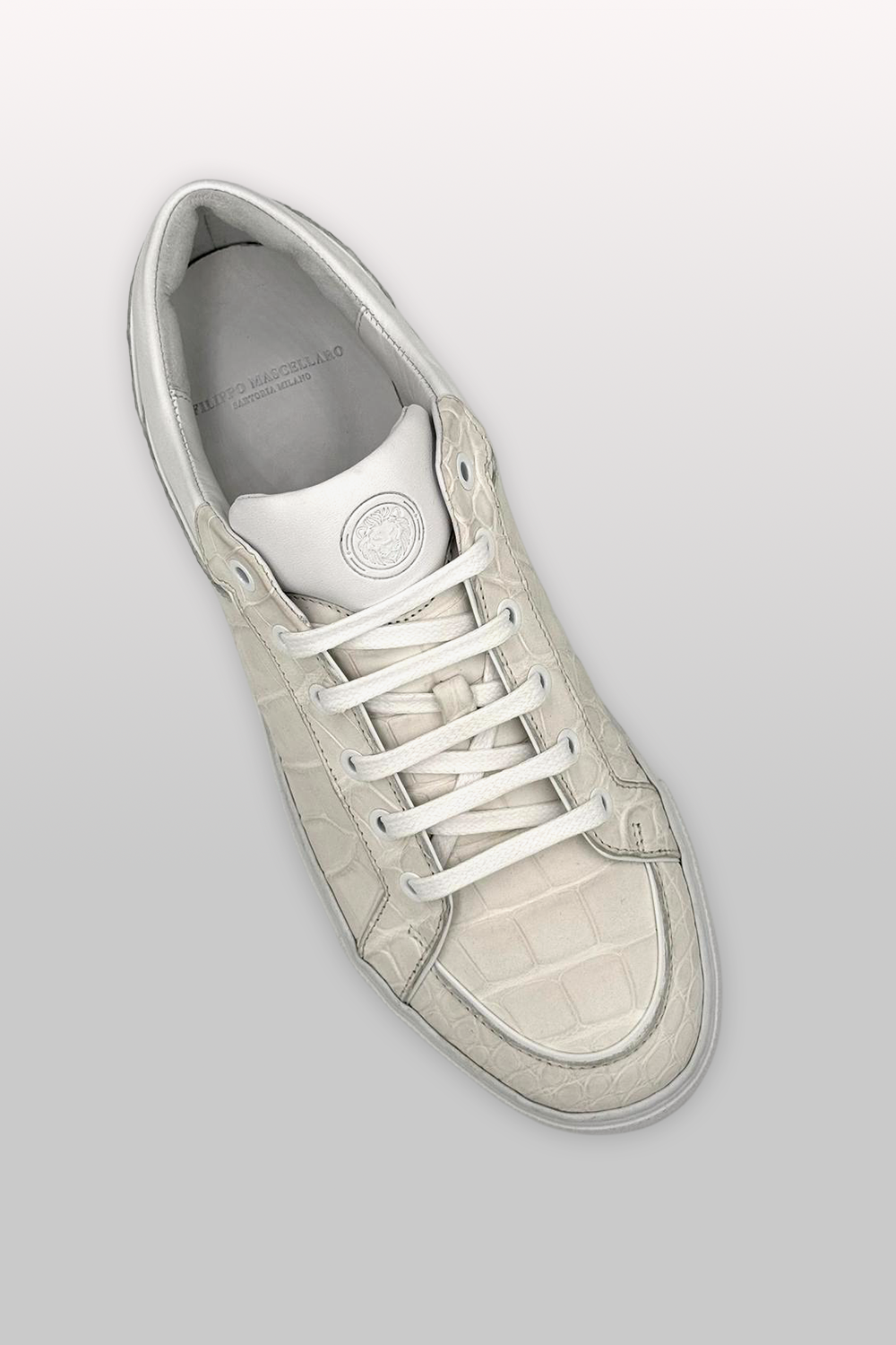 SNEAKERS IN COCCODRILLO - BIANCO