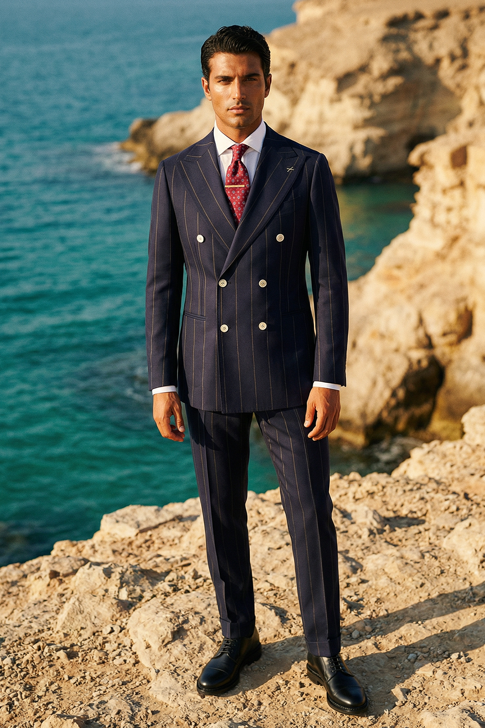 ABITO DOPPIOPETTO BLU GESSATO