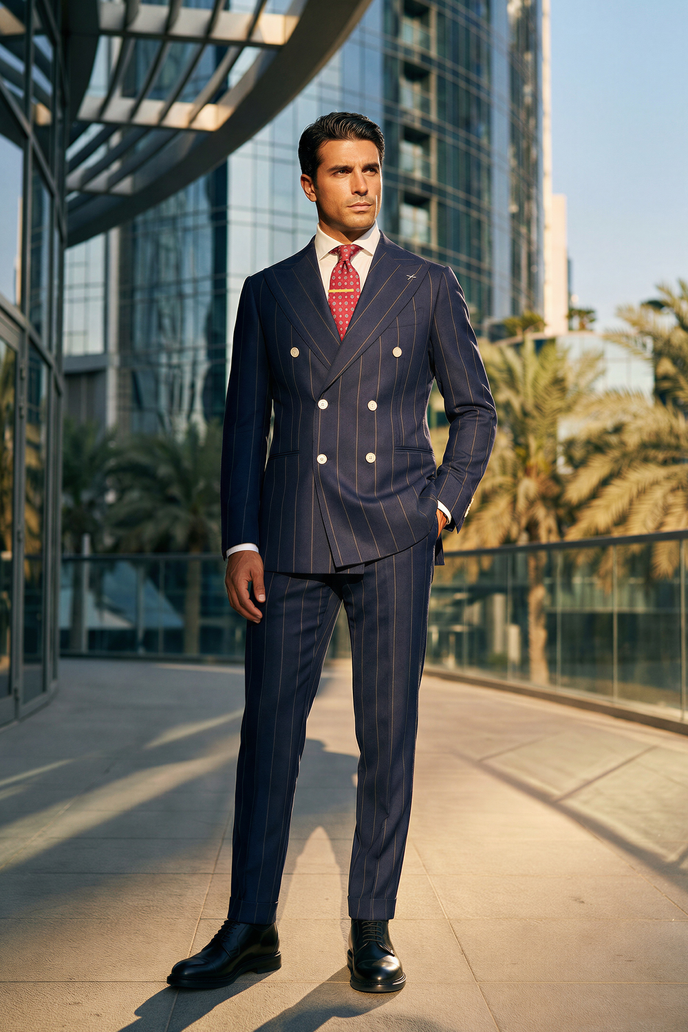 ABITO DOPPIOPETTO BLU GESSATO