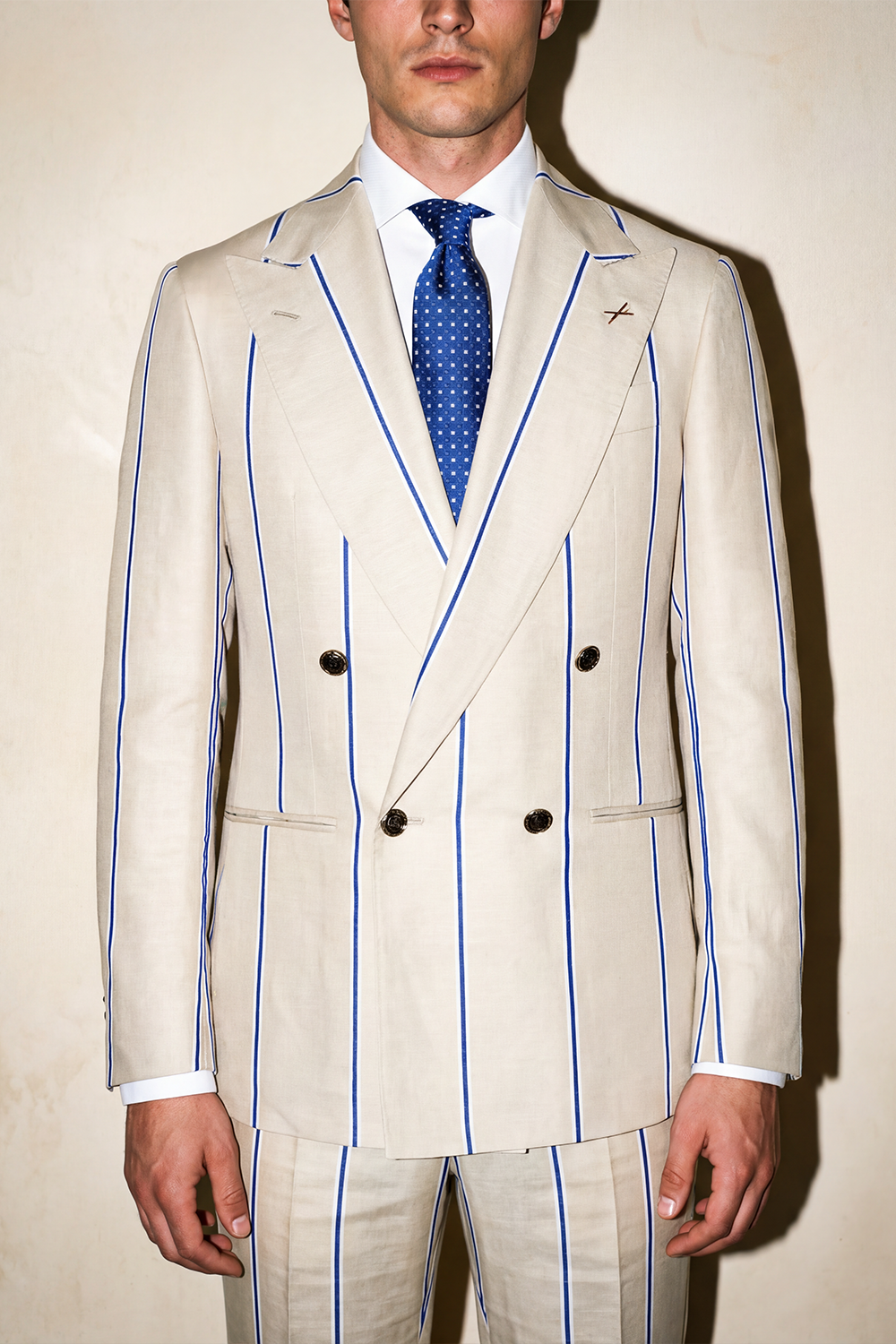 ABITO DOPPIOPETTO SETA E LINO CON BOTTONI ESCLUSIVI