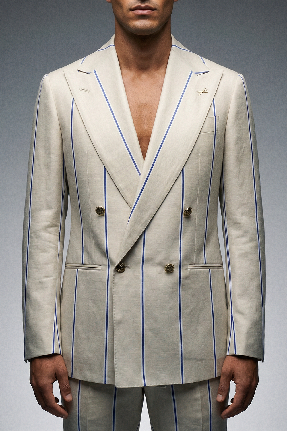 ABITO DOPPIOPETTO SETA E LINO CON BOTTONI ESCLUSIVI