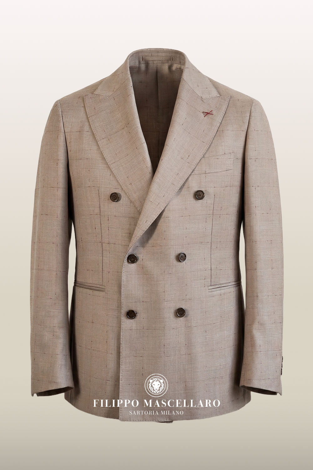 ABITO DOPPIOPETTO FANTASIA SABBIA CON INSERTI BORDEAUX