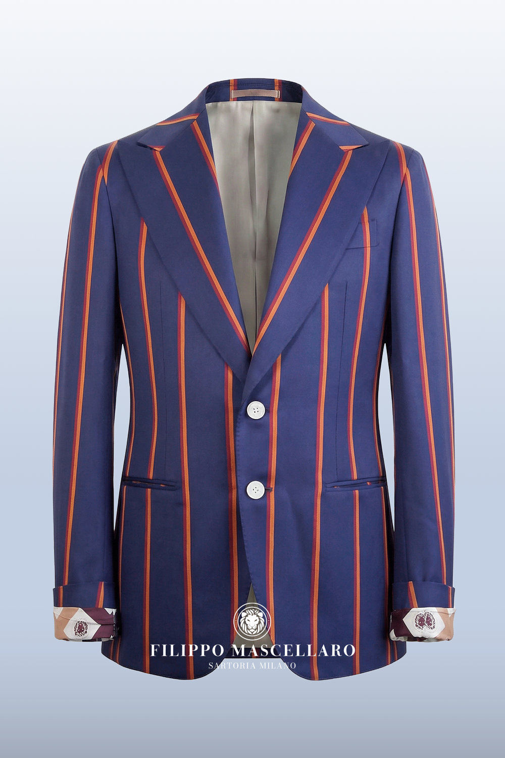 ABITO MONOPETTO A RIGHE BLU E RUGGINE