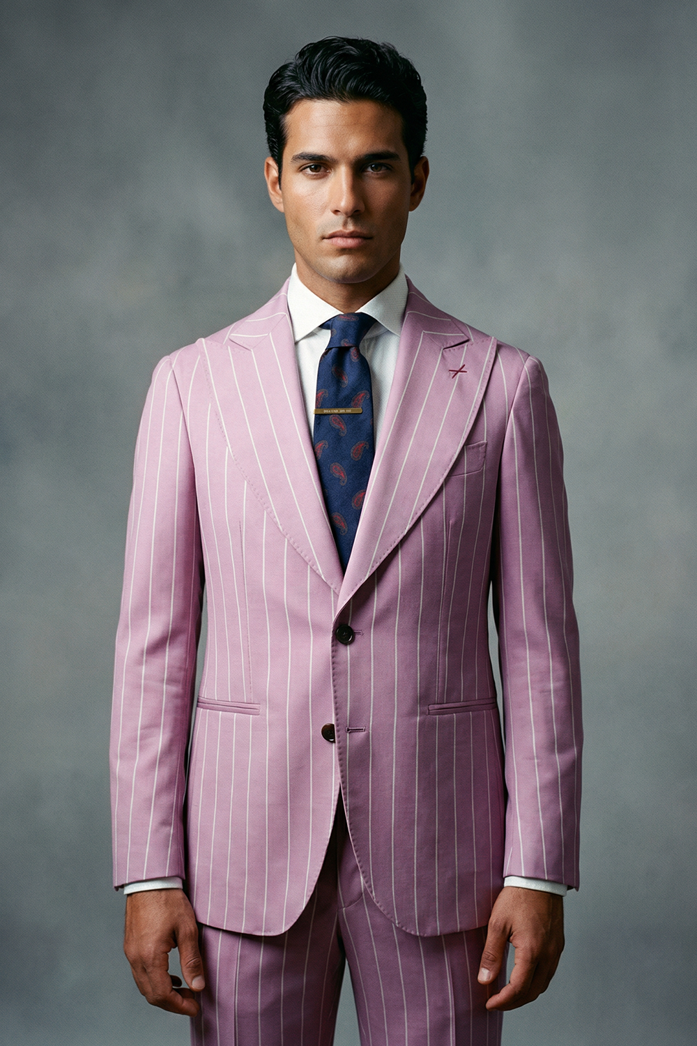 ABITO MONOPETTO ROSA GESSATO