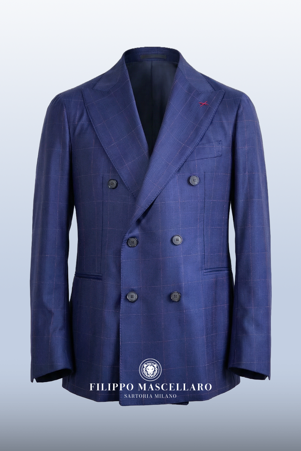 ABITO DOPPIOPETTO FANTASIA BLU QUADRETTATA