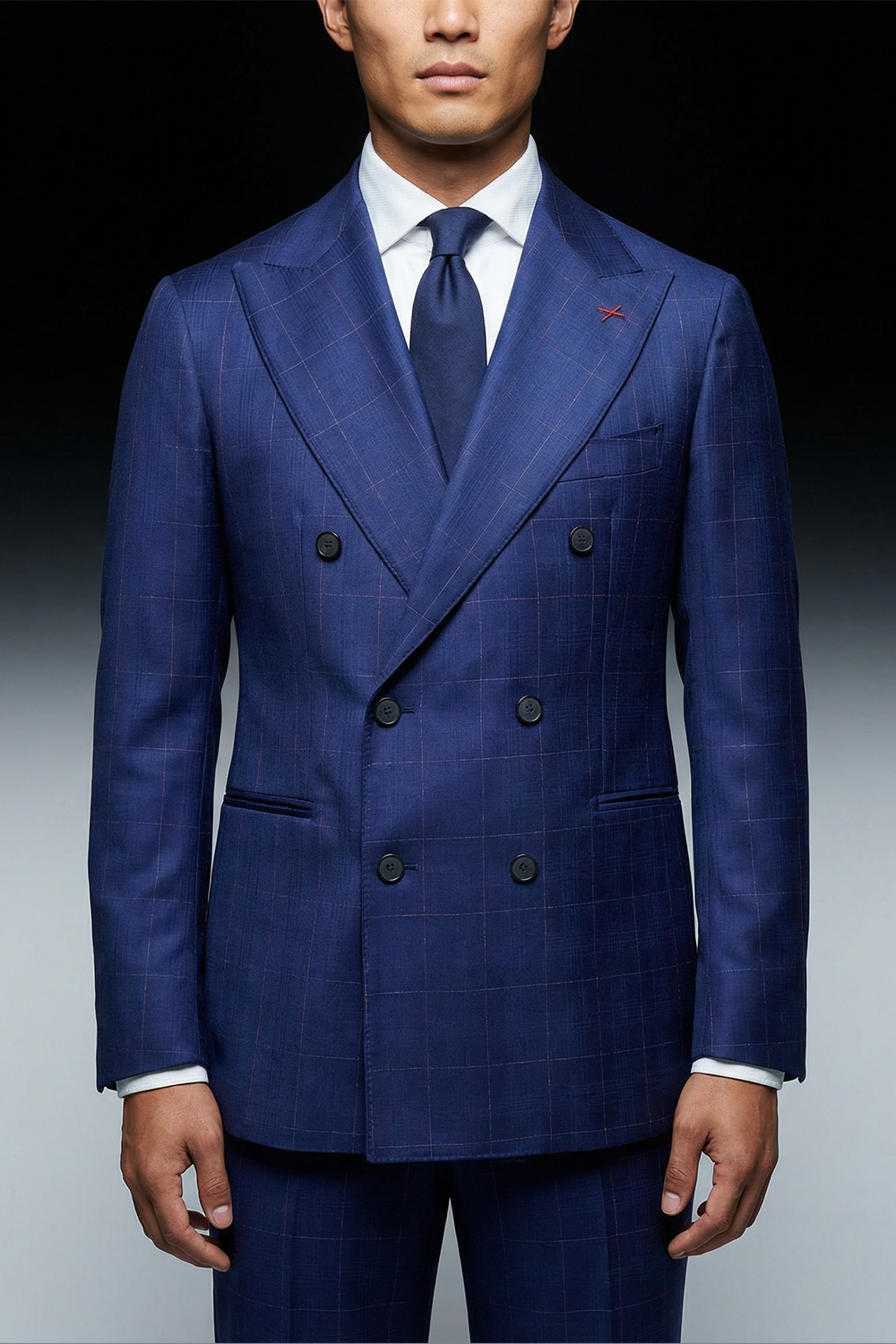 ABITO DOPPIOPETTO FANTASIA BLU QUADRETTATA